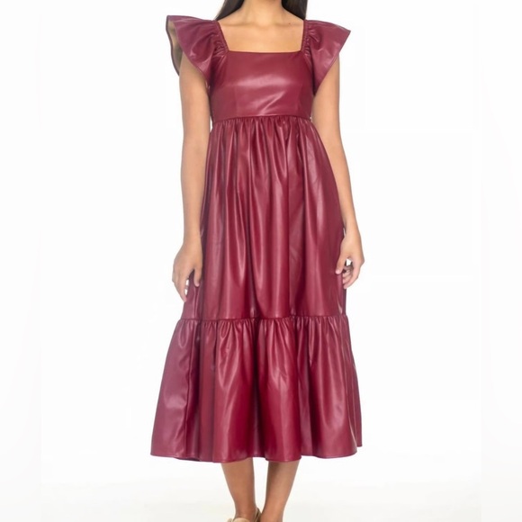 Olivia James Dresses & Skirts - Olivia James the Label Black Brooke Faux Leather Flutter Sleeve size S